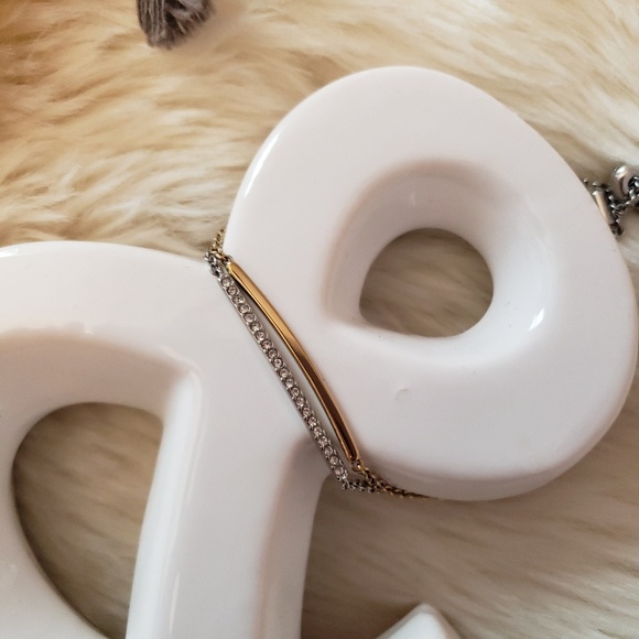 Fossil Two Tone GoldSilver Drawstring Bar Bracelet - Picture 2 of 4